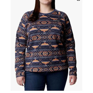 Columbia Sweater Weathe Fleece Crew  Shirt Pullover Nocturnal Pinecones XL